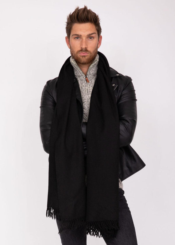 Likemary Oversized Merino Wool Scarf For Men Black