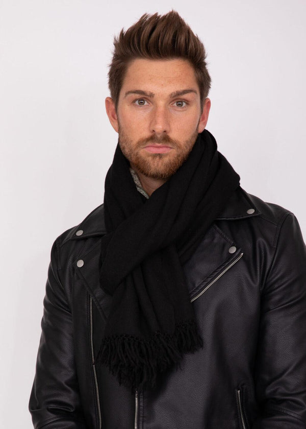 likemary Oversized Merino Wool Scarf for Men Black