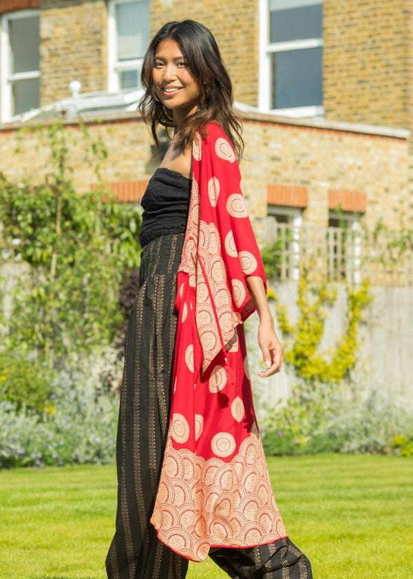 Likemary Relaxed Mandala Print Kimono In Red