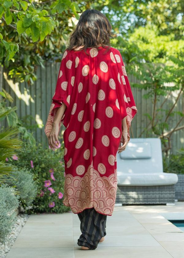 Likemary Relaxed Mandala Print Kimono In Red