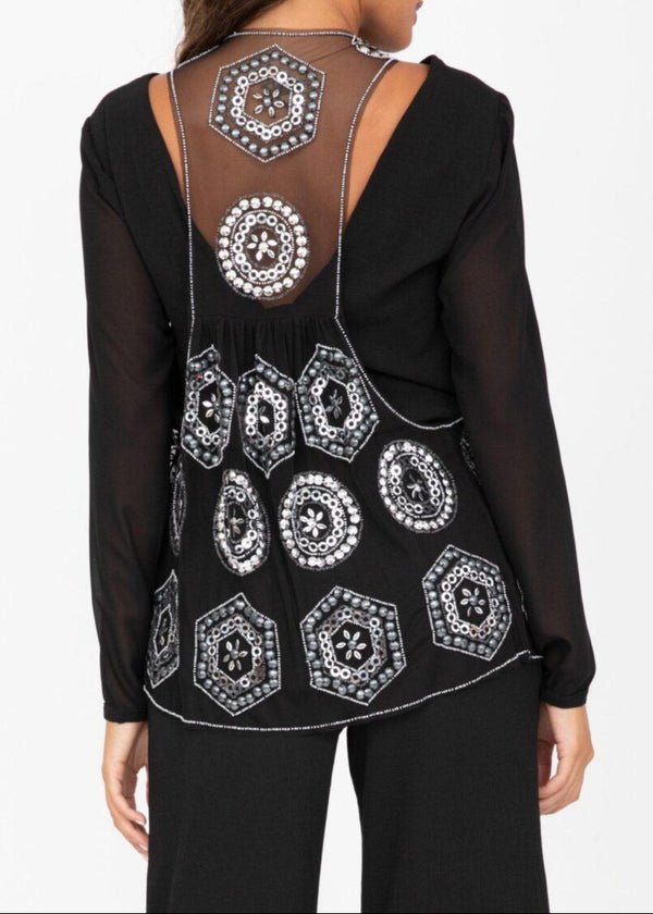 likemary Sequin Waistcoat In Black and Silver