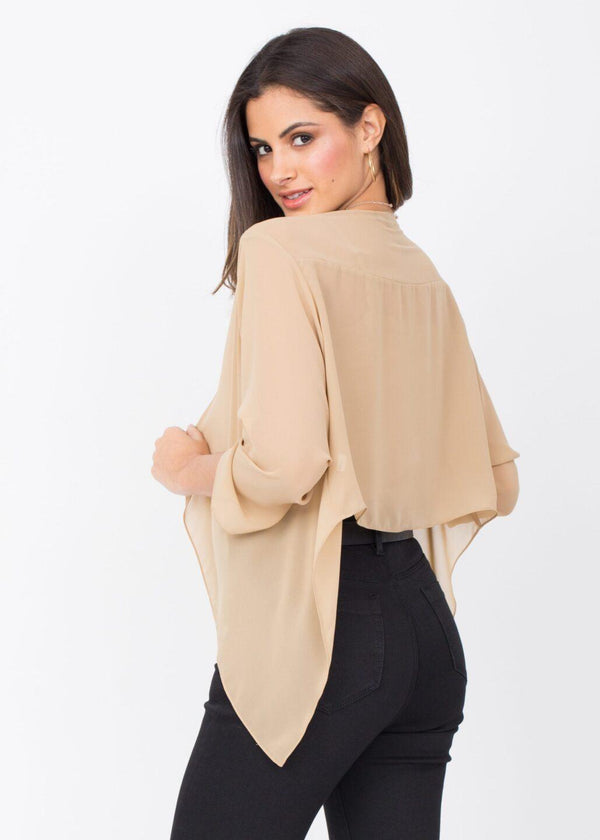 Likemary Sheer Chiffon Shrug Bolero Biscuit Beige