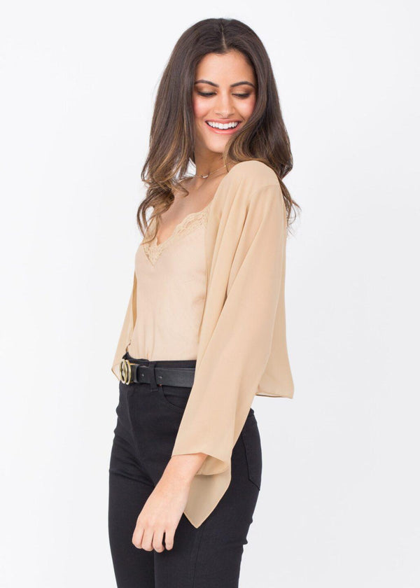 Likemary Sheer Chiffon Shrug Bolero Biscuit Beige