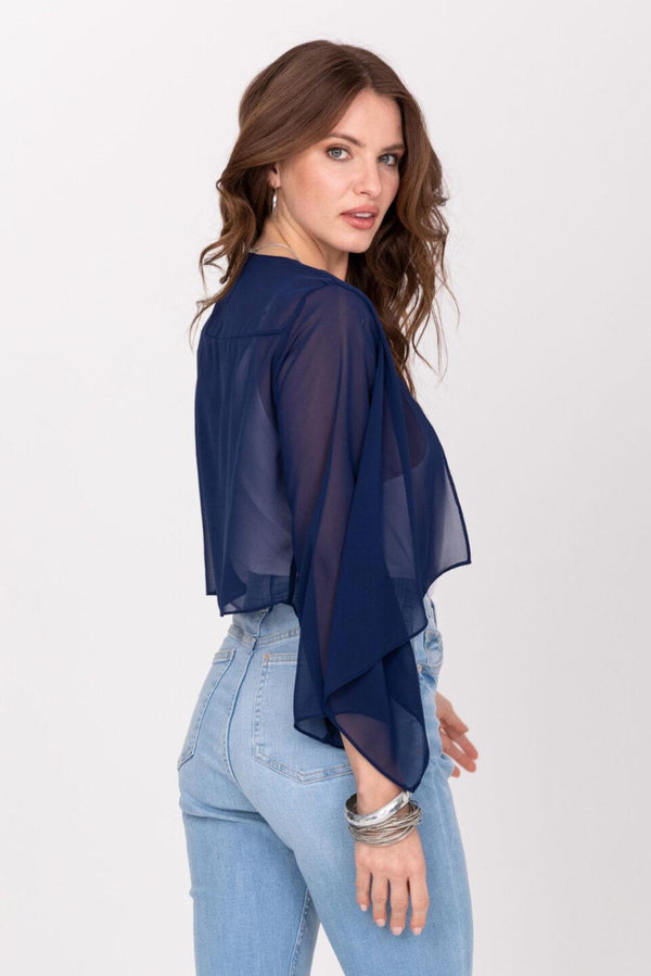 Likemary Sheer Chiffon Shrug Bolero Blueberry