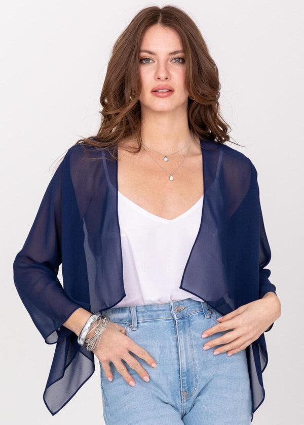 likemary Sheer Chiffon Shrug Bolero Blueberry