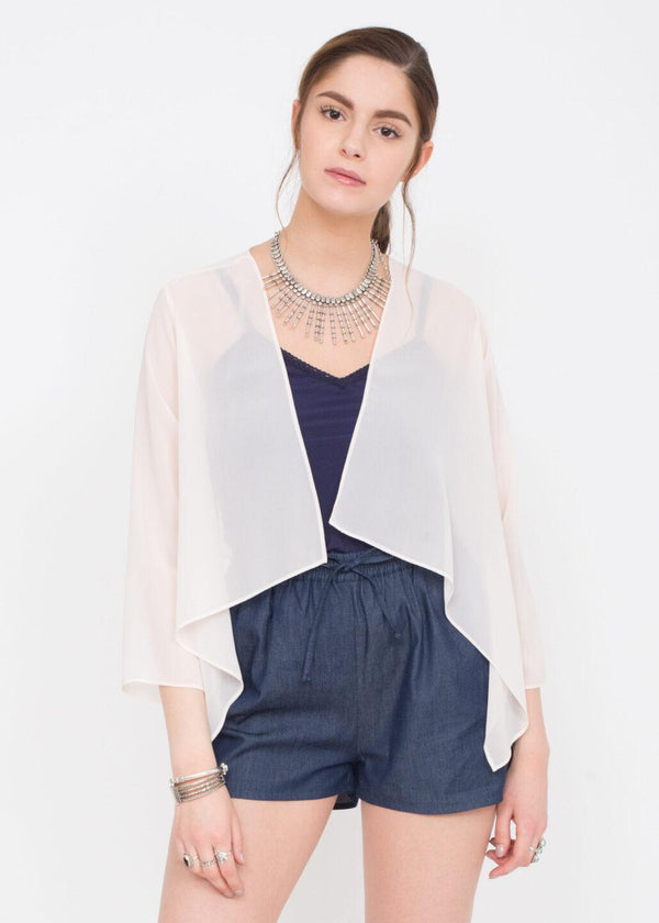 Likemary Sheer Chiffon Shrug Bolero Blush Pink