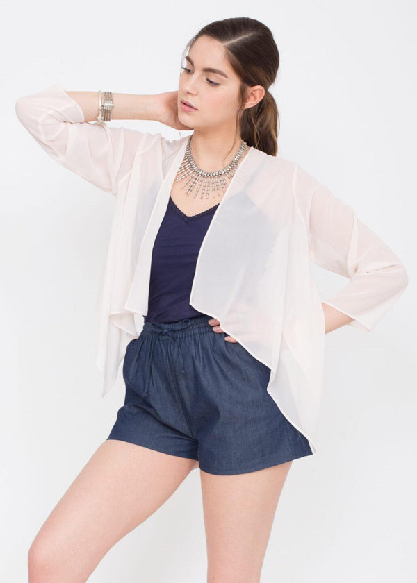 Likemary Sheer Chiffon Shrug Bolero Blush Pink