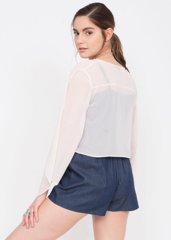 Likemary Sheer Chiffon Shrug Bolero Blush Pink