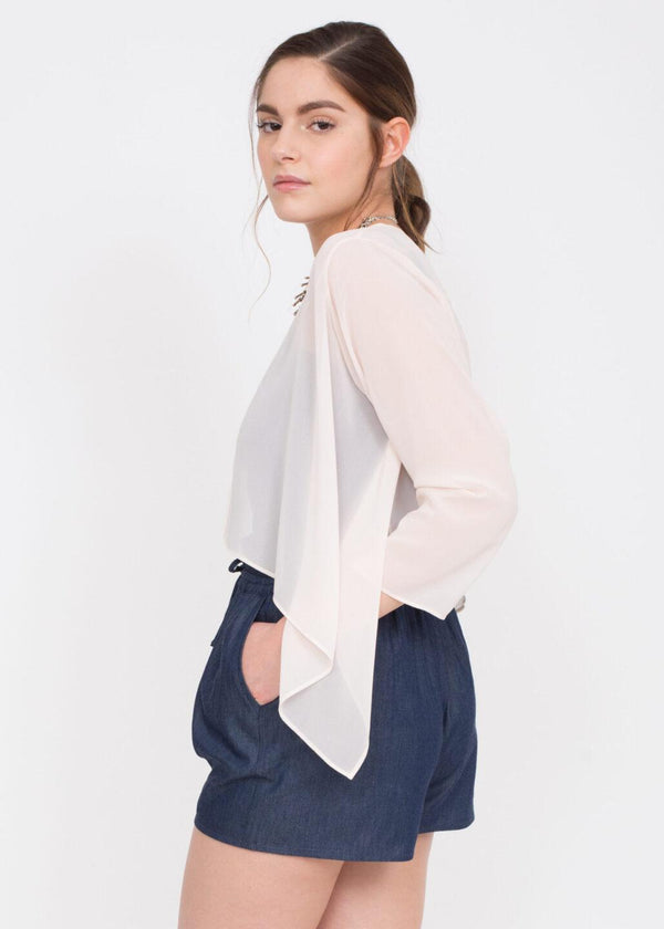 likemary Sheer Chiffon Shrug Bolero Blush Pink