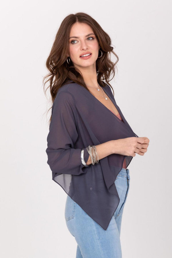 Likemary Sheer Chiffon Shrug Bolero Grey