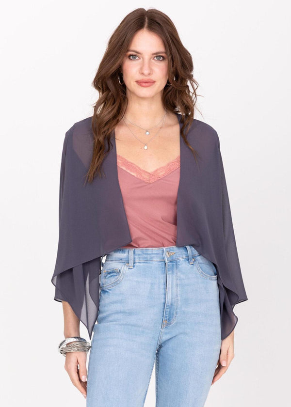 likemary Sheer Chiffon Shrug Bolero Grey