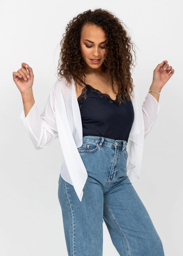 Likemary Sheer Chiffon Shrug Bolero White