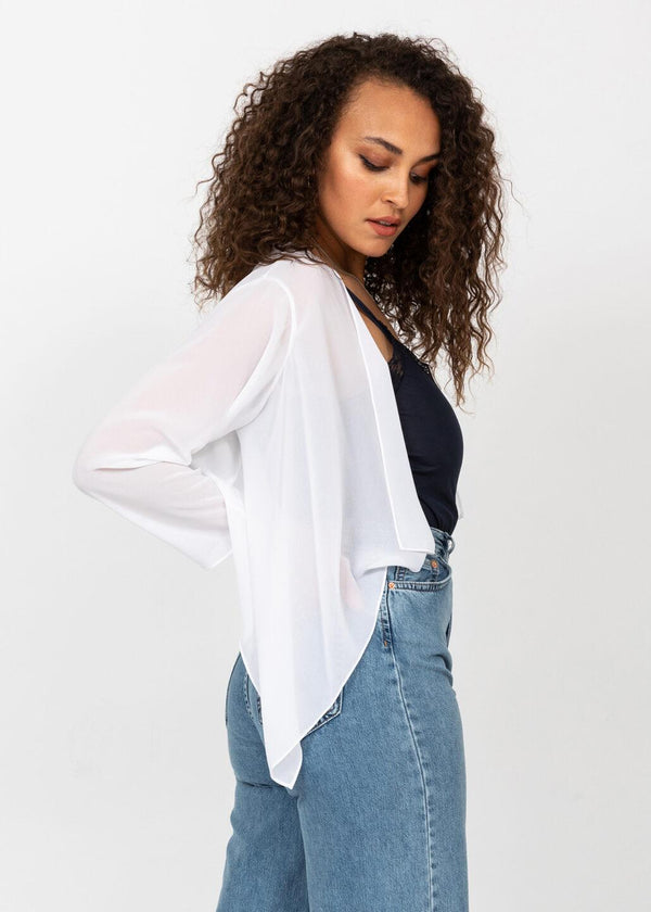 Likemary Sheer Chiffon Shrug Bolero White