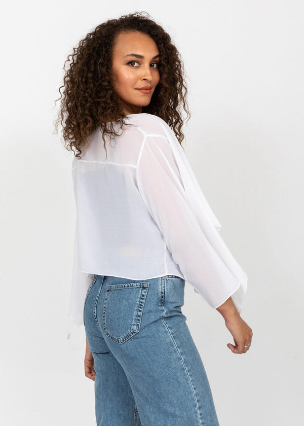 Likemary Sheer Chiffon Shrug Bolero White