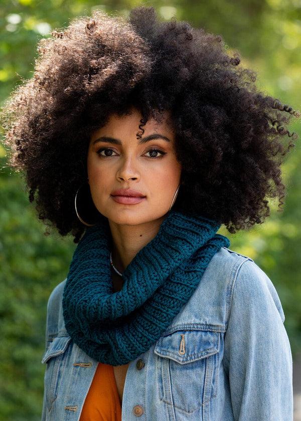 likemary Loop Scarf - Handmade Infinity Snood in Teal Blue