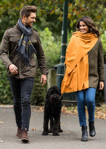 Likemary Men’s Charcoal Grey Merino Wool Scarf With Border Detail