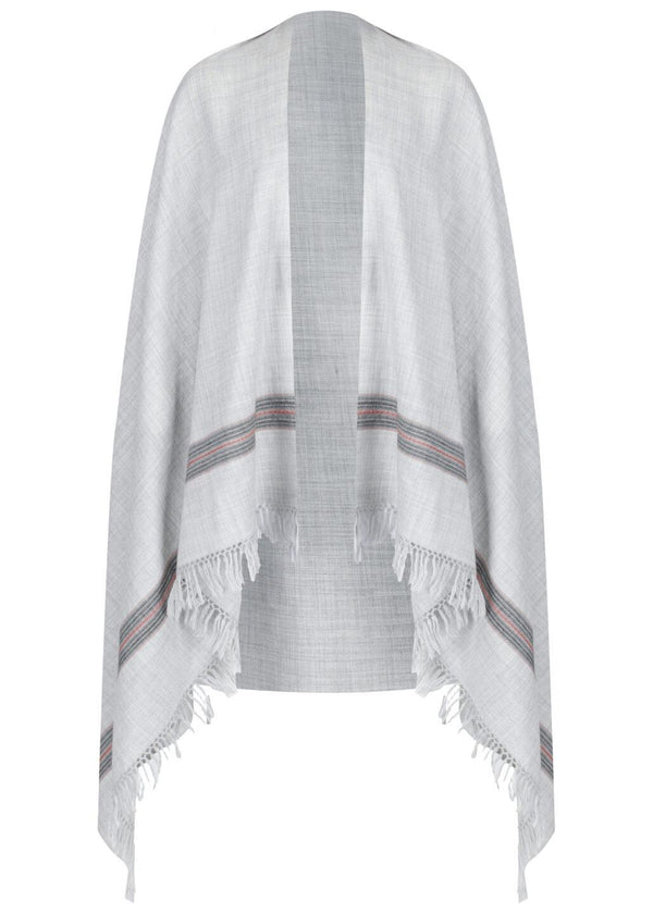 Likemary Men's Grey Merino Wool Scarf - Blanket Scarf With Border