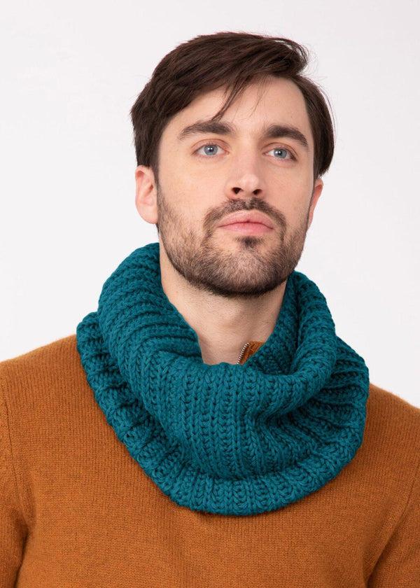 likemary Men's Infinity Snood Scarf Merino Wool Teal