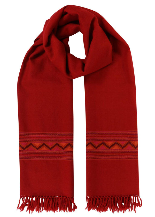 Likemary Men’s Merino Wool Scarf – Oversized Red Scarf With Himalaya Border