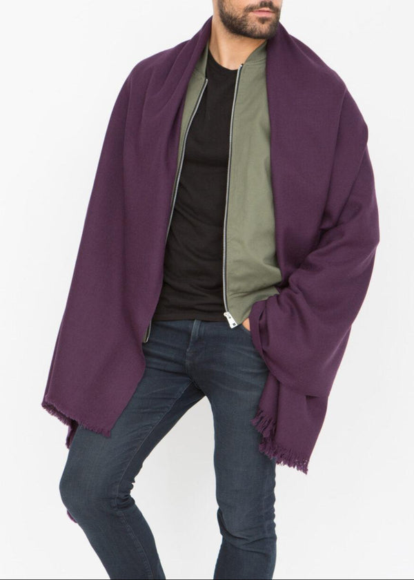 Likemary Men’s Oversized Merino Wool Blanket Scarf Purple