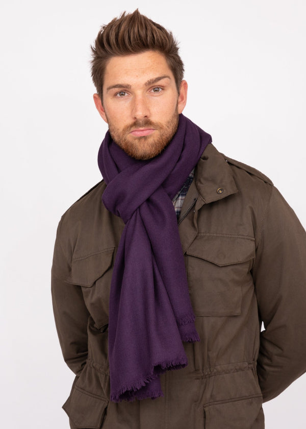 likemary Men’s Oversized Merino Wool Blanket Scarf Purple