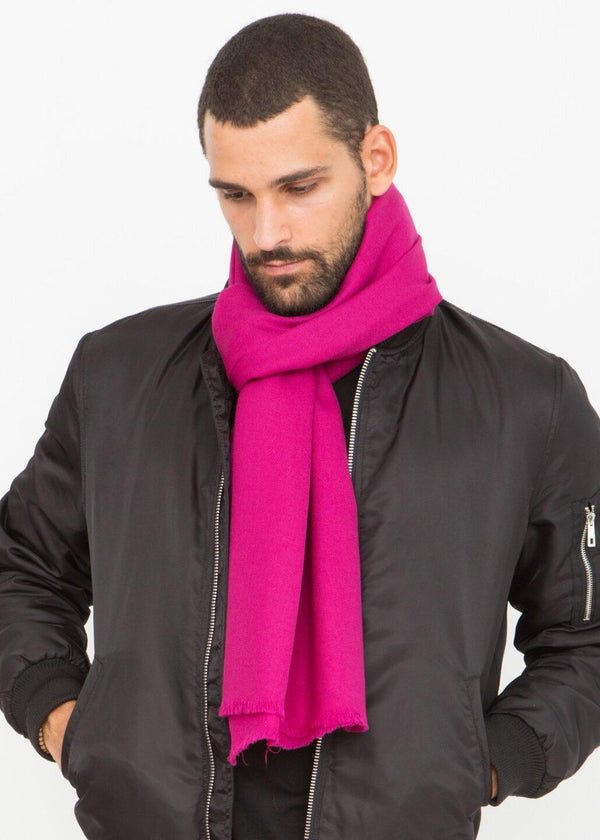 Likemary Men’s Oversized Merino Wool Scarf Fuchsia Pink