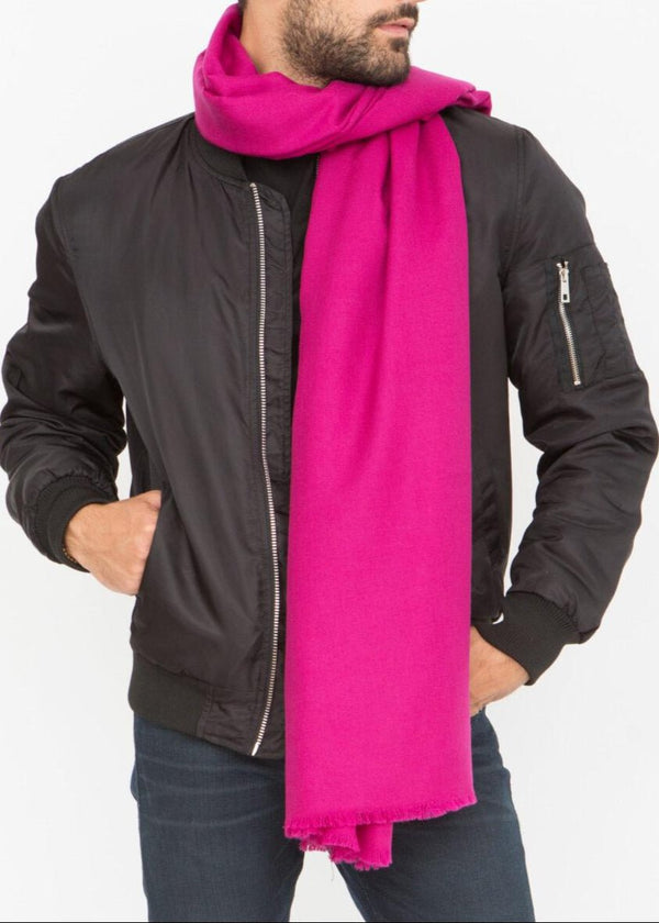Likemary Men’s Oversized Merino Wool Scarf Fuchsia Pink