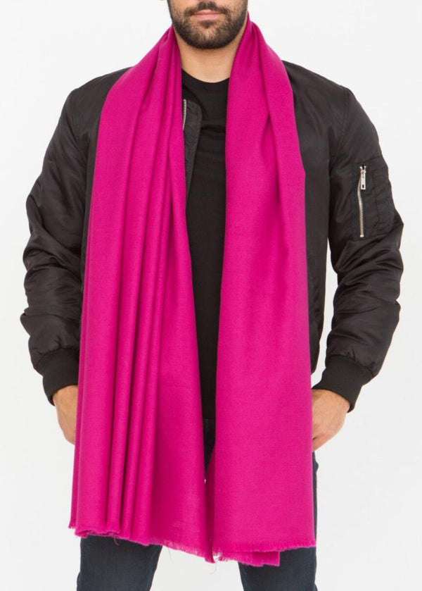 Likemary Men’s Oversized Merino Wool Scarf Fuchsia Pink