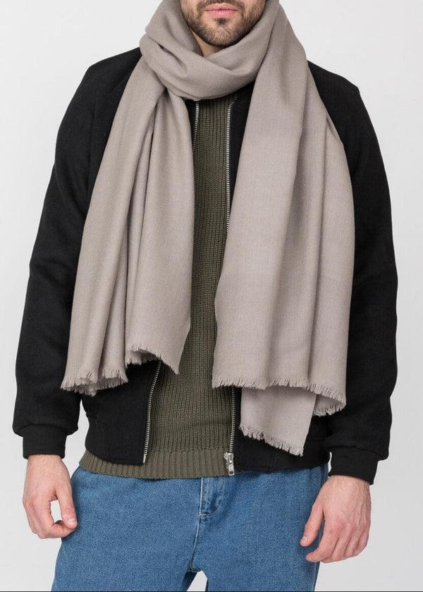 Likemary Mens Oversized Merino Wool Scarf – Mushroom Beige Wrap