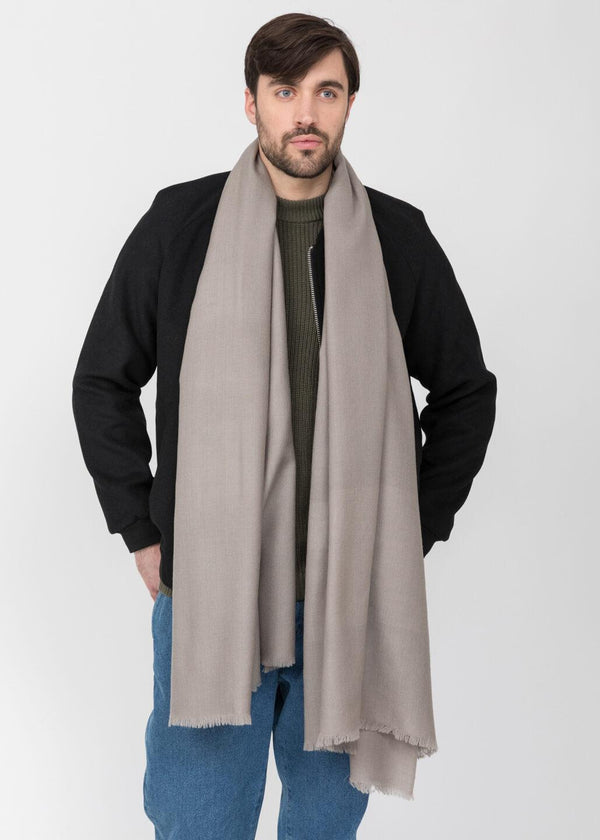 Likemary Mens Oversized Merino Wool Scarf – Mushroom Beige Wrap