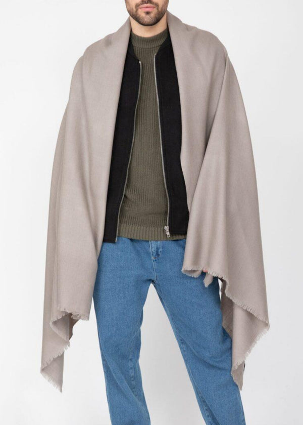 likemary Mens Oversized Merino Wool Scarf – Mushroom Beige Wrap