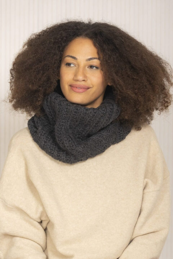 Likemary Merino Knitted Infinity Snood Scarf Charcoal