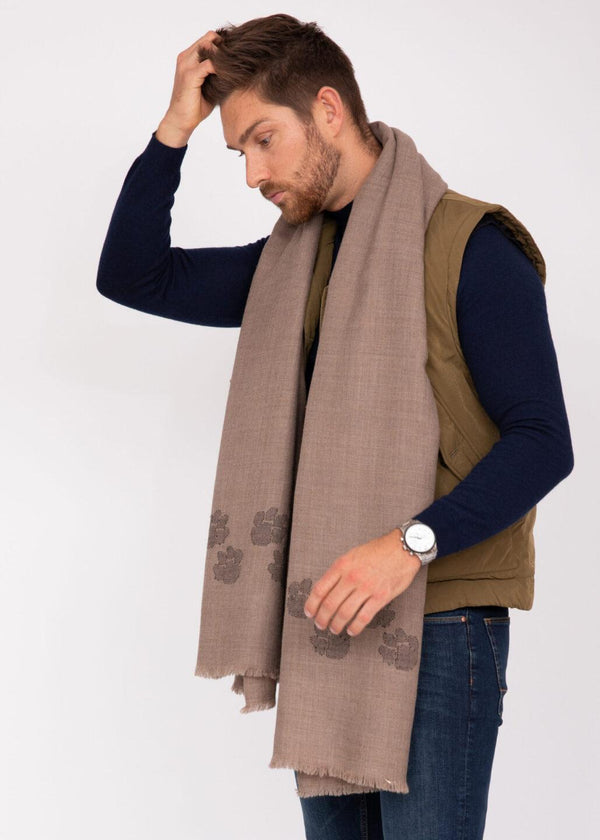 Likemary Merino Wool Handwoven Oversize Scarf With Paws Motif 100 X 200cm