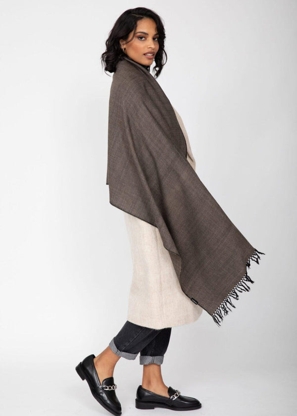 Likemary Merino Wool Herringbone Stole – Pashmina Wrap Black