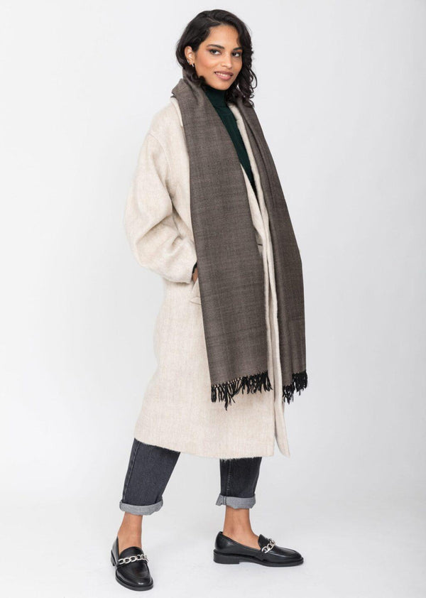 Likemary Merino Wool Herringbone Stole – Pashmina Wrap Black