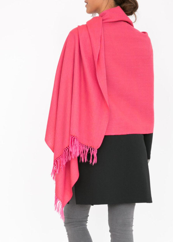 Likemary Merino Wool Herringbone Stole – Pashmina Wrap In Coral Pink