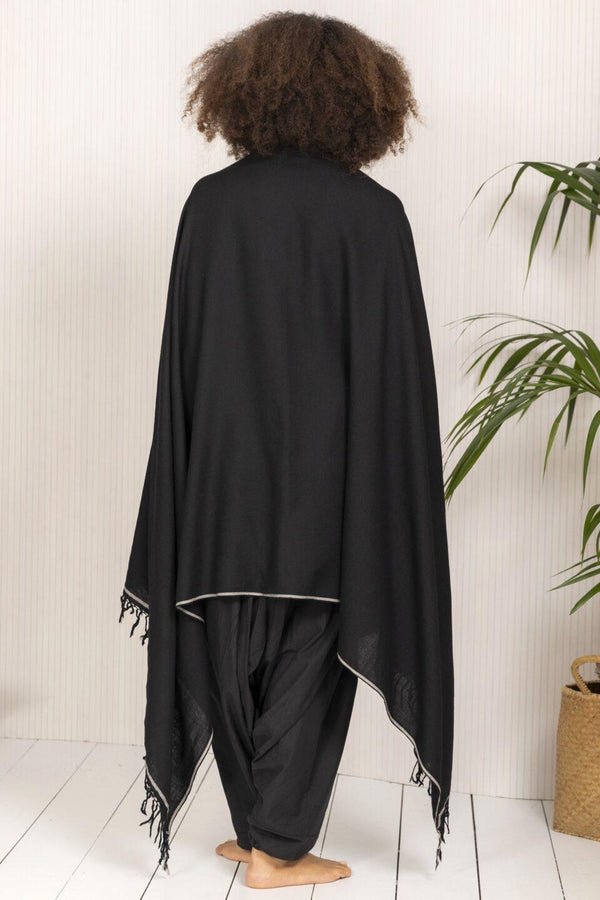 Likemary Merino Wool Shawl – Oversized Pashmina Scarf In Black