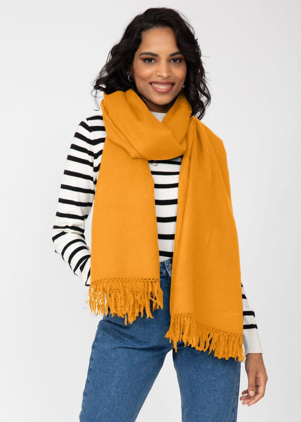 Likemary Merino Wool Shawl Scarf – Oversized Blanket Wrap Mustard Yellow