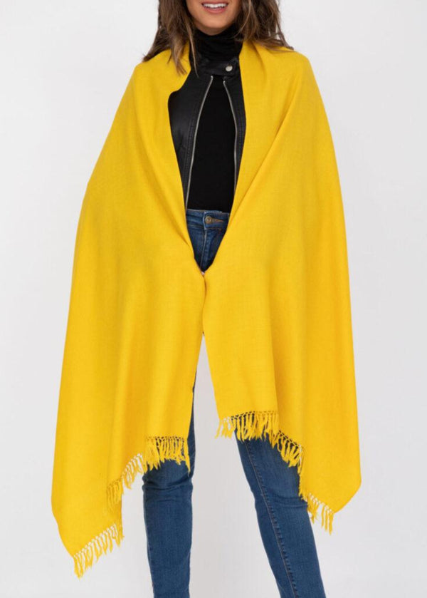 Likemary Merino Wool Stole – Ethically Handwoven Scarf Inca Yellow