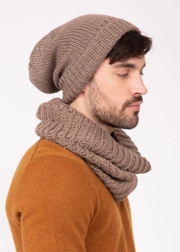 Likemary Mocha Brown Mens Merino Slouchy Beanie - Ethically Handmade