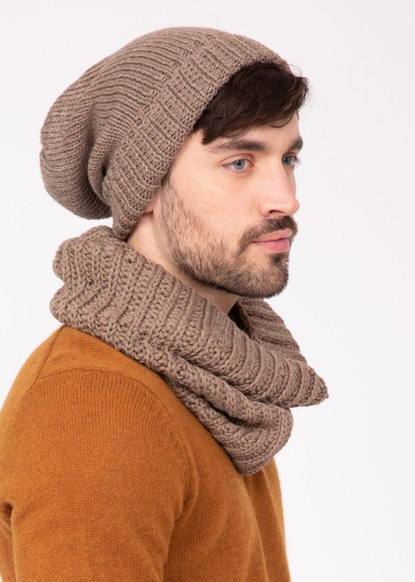 Likemary Mocha Brown Mens Merino Slouchy Beanie - Ethically Handmade