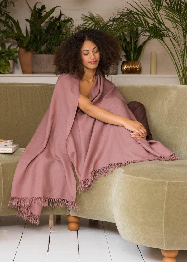 likemary Multi-Use Handmade Shawl Scarf & Travel Wrap in Dusty Pink