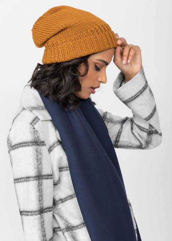 likemary Mustard Yellow Merino Slouchy Beanie - Ethically Handmade