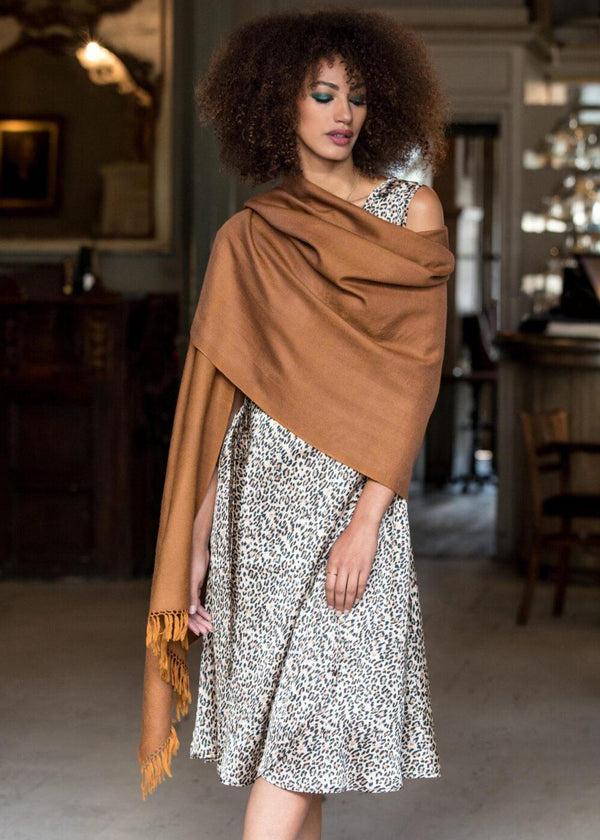 likemary Mustard Yellow Scarf Wrap - Herringbone Pashmina Stole