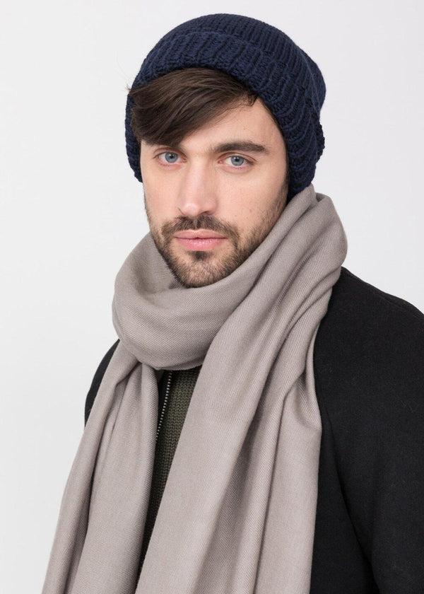 Likemary Navy Blue Merino Slouchy Beanie - Ethically Handmade