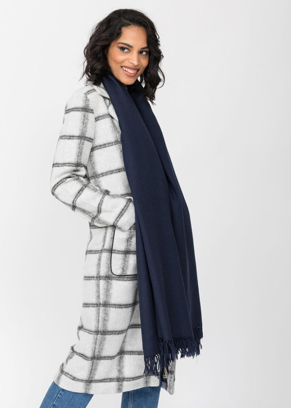 Likemary Navy Blue Pashmina Shawl – Oversized Blanket Scarf