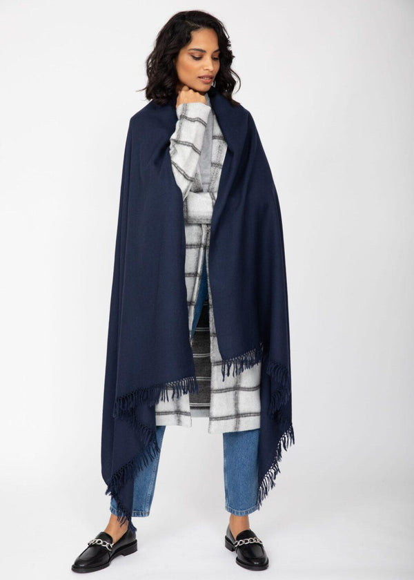 Likemary Navy Blue Pashmina Shawl – Oversized Blanket Scarf