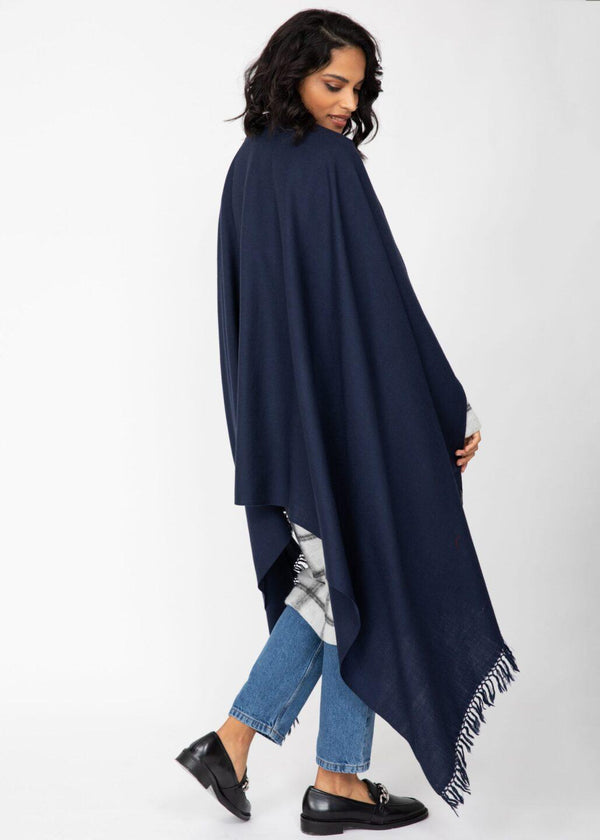 Likemary Navy Blue Pashmina Shawl – Oversized Blanket Scarf