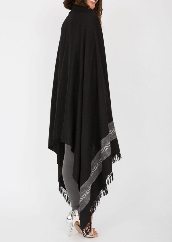 Likemary Oversized Merino Wool Shawl For Women – Black Himalaya Scarf