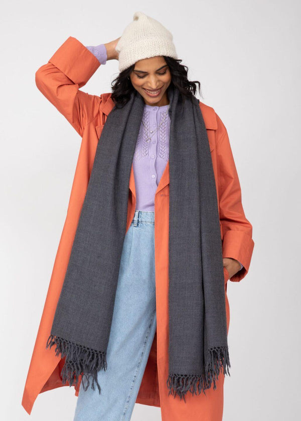 Likemary Pashmina Shawl – Oversized Merino Wool Blanket Scarf Grey